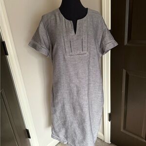 Elegant Gray Midi linen Dress and jacket set
